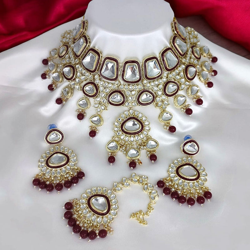 Gehana Mahal Gold Plated Kundan Stone Choker Necklace Set