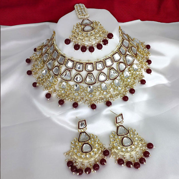 Gehana Mahal Gold Plated Kundan Stone Choker Necklace Set