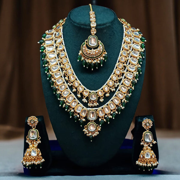 Gehana Mahal Gold Plated Kundan Stone Long Necklace Set