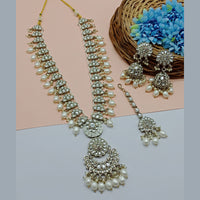 Gehana Mahal Gold Plated Kundan Stone And Pearls Long Necklace Set