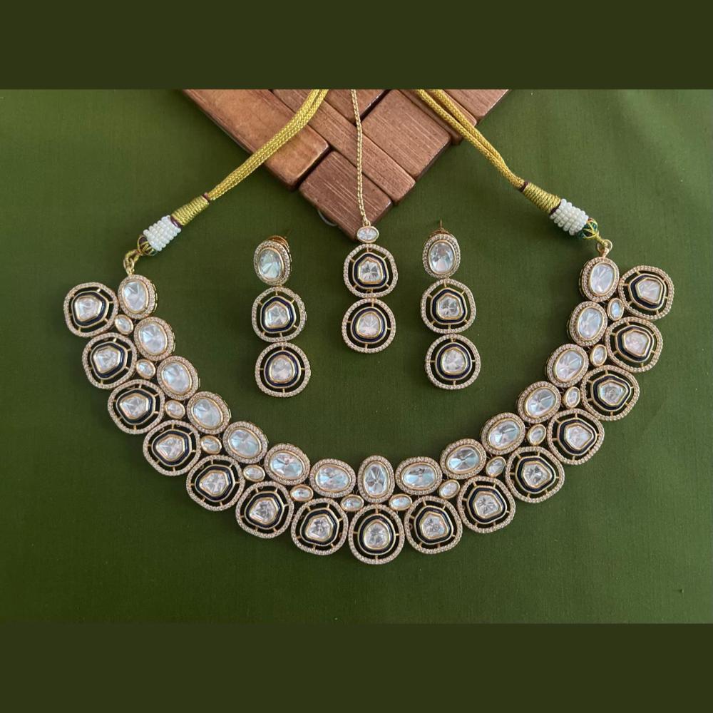 Arham Premium Gold Plated Designer Heavy Polki Kundan And Meenakari Necklace Set