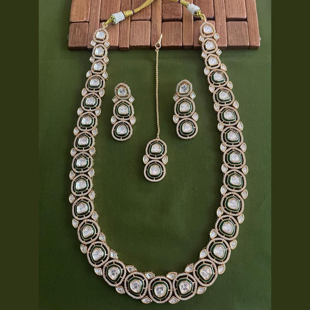 Arham Premium Gold Plated Designer Heavy Polki Kundan And Meenakari Long Necklace Set