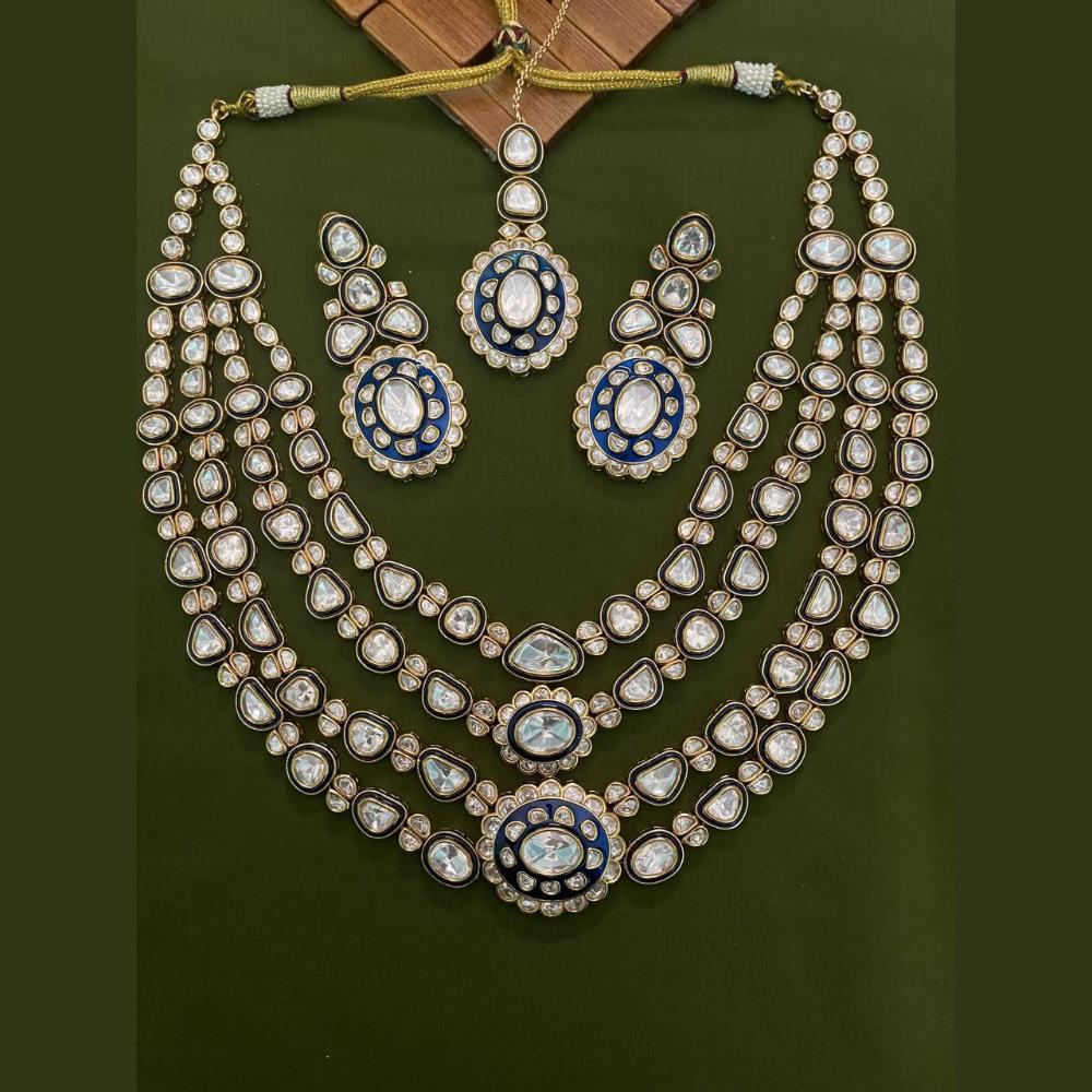 Arham Premium Gold Plated Designer Heavy Polki Kundan And Meenakari Necklace Set