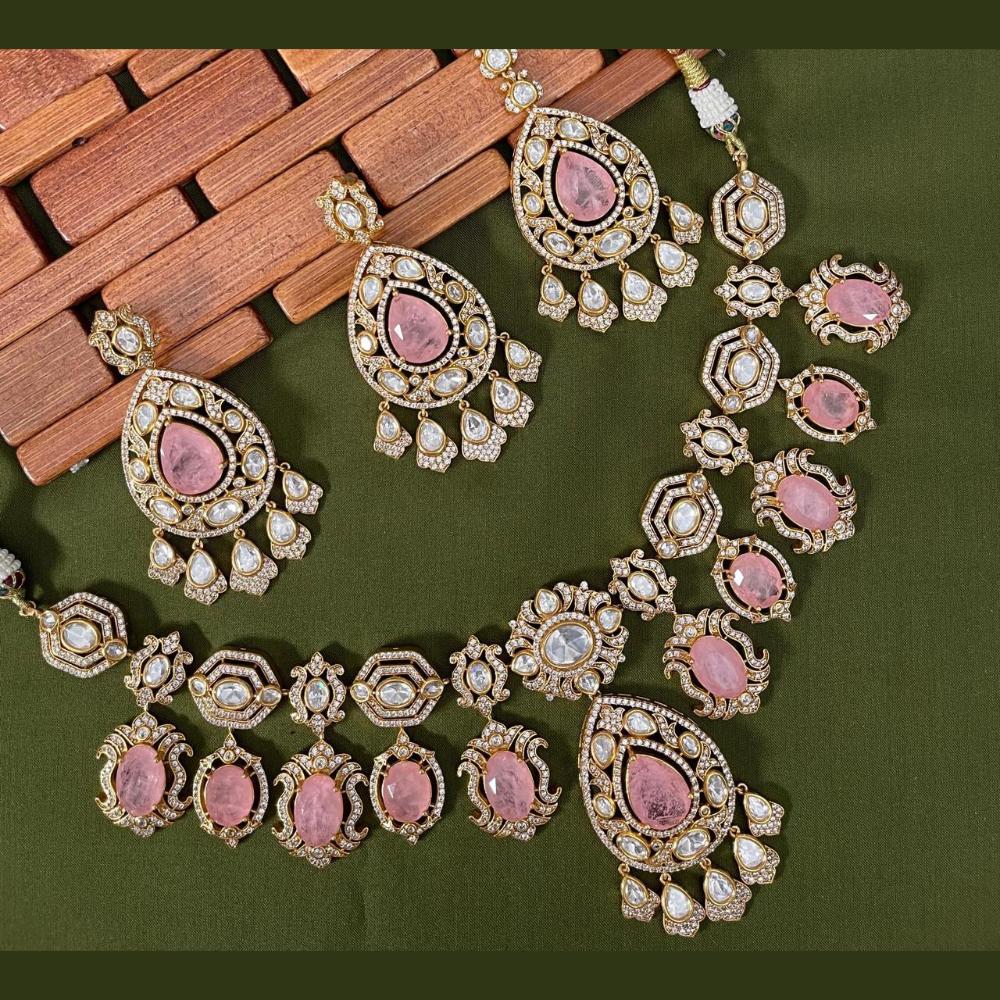 Arham Premium Gold Plated Designer Heavy Polki Kundan Necklace Set