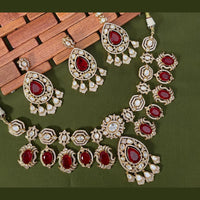 Arham Premium Gold Plated Designer Heavy Polki Kundan Necklace Set