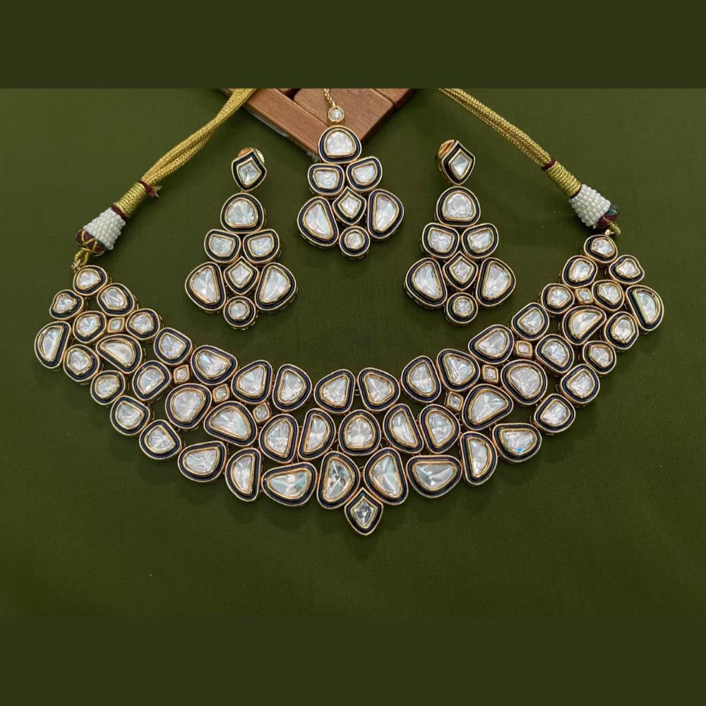 Arham Premium Gold Plated Designer Heavy Polki Kundan And Meenakari Necklace Set