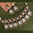 Arham Premium Gold Plated Designer Heavy Polki Kundan And Beads Choker Necklace Set