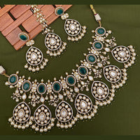 Arham Premium Gold Plated Designer Heavy Polki Kundan And Beads Necklace Set
