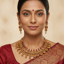 Js Fashion  Beautiful Kemp Desing Party wear Fancy Style Rajwadi Polish Kemp Jewellery Short Necklace Set