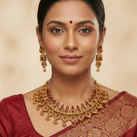 Js Fashion  Beautiful Kemp Desing Party wear Fancy Style Rajwadi Polish Kemp Jewellery Short Necklace Set