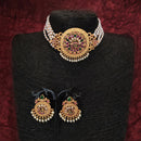 Js Fashion  Matte Gold Polish Designer Party wear Fancy Style Choker Style Necklace Set