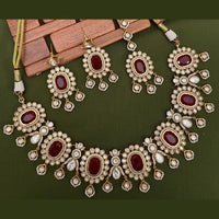 Arham Premium Gold Plated Designer Heavy Polki Kundan Necklace Set