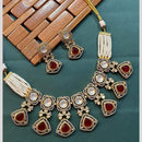 Arham Premium Gold Plated Designer Heavy Polki Kundan And Pearl Necklace Set