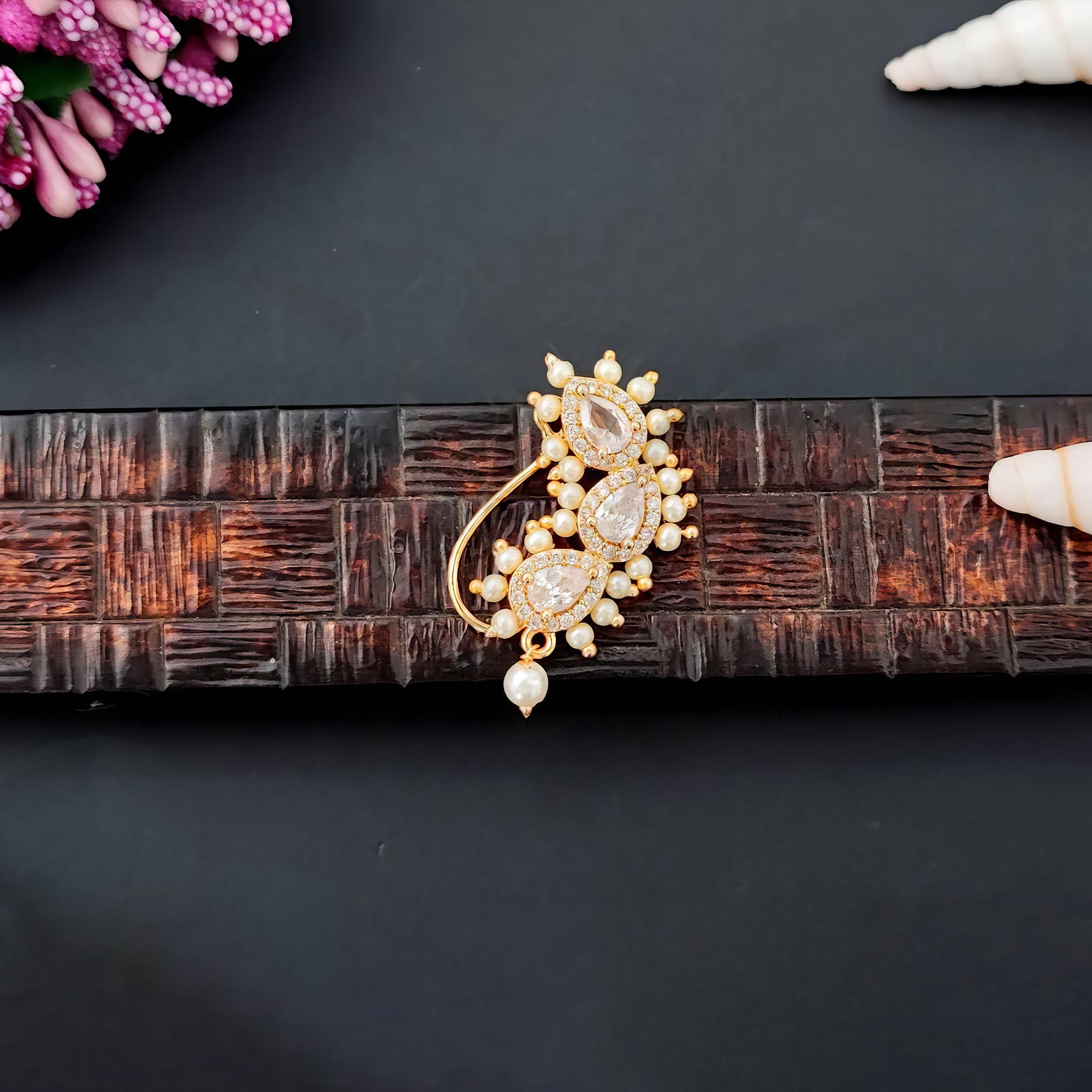 Js Fashion  Beautiful High Gold Full Stone Nath