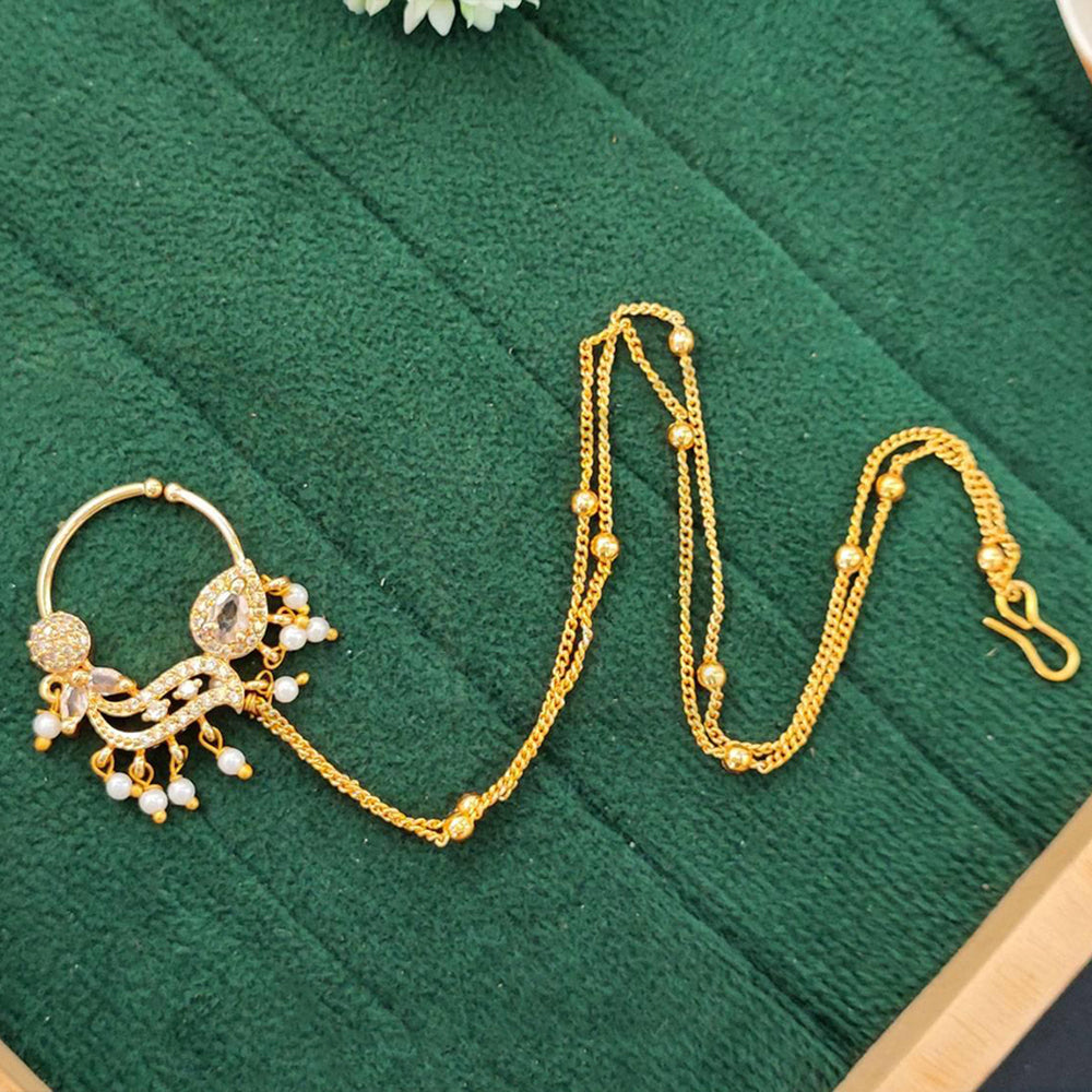 Js Fashion  Ethnic Designer Nose Ring with Decorative Chain