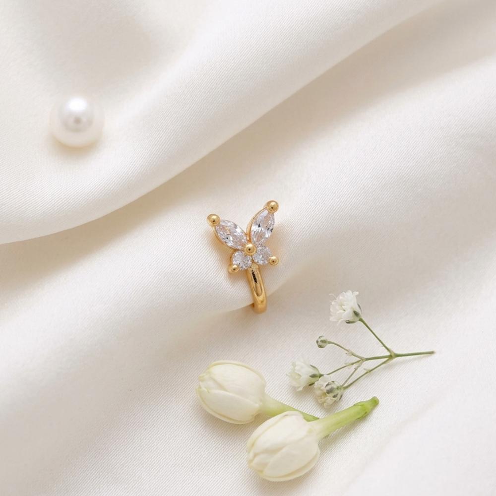 Js Fashion  Elegant Butterfly Design Nath Stone Studded Nose Ring