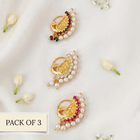 Js Fashion  PACK OF 3 Fancy High Gold Maharashtrian Nath for Women