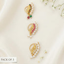 Js Fashion  PACK OF 3 High Gold Traditional Maharashtrian Pearl Nath