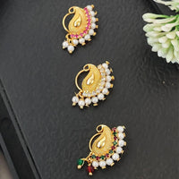 Js Fashion  PACK OF 3 Fancy High Gold Stone Studded Maharashtrian Nath Set