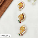 Js Fashion  PACK OF 3 Antique Maharashtrian Nath High Gold Pearl Nose Ring