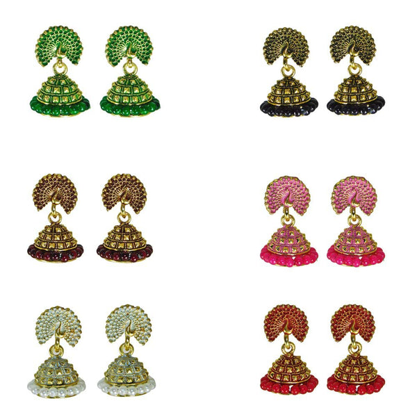 Subhag Alankar MultiColor Trendy 6 pair combo pack of intricately designed jhumkis