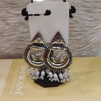 Dhwani Vintage Oxidised Bird And Pearl Drop Earrings