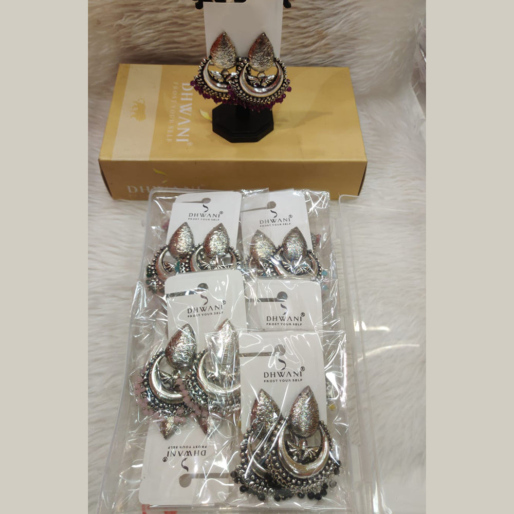 Dhwani Vintage Oxidised Bird And Pearl Drop Earrings(Pack of 12)