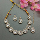 Gehana Mahal Gold Plated Crystal Stone OVAL Shape Choker Necklace Set