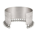 Etnico Traditional Navratri Ethnic Silver Oxidised Plated Adjustable Ghungroo Cuff Kada Bracelet for Women
