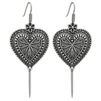 Etnico Navratri Traditional Oxidised Silver Plated Bugadi Ear Cuff Earrings for Women & Girls