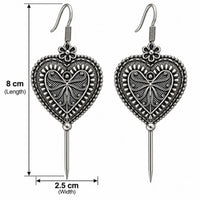 Etnico Navratri Traditional Oxidised Silver Plated Bugadi Ear Cuff Earrings for Women & Girls