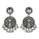 Etnico Traditional Navratri Oxidised Silver Plated Multicolour Long Pendant Necklace with Earrings Jewellery Set for Women (OXJ006)