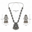 Etnico Traditional Navratri Oxidised Silver Plated Long Necklace with Jhumka Earrings Jewellery Set for Women (OXJ014S)