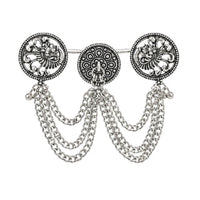 Etnico Traditional Oxidised Silver Plated Design Two Finger Ring with Multicolour Stones & Hanging Ball Charms for Women & Girls
