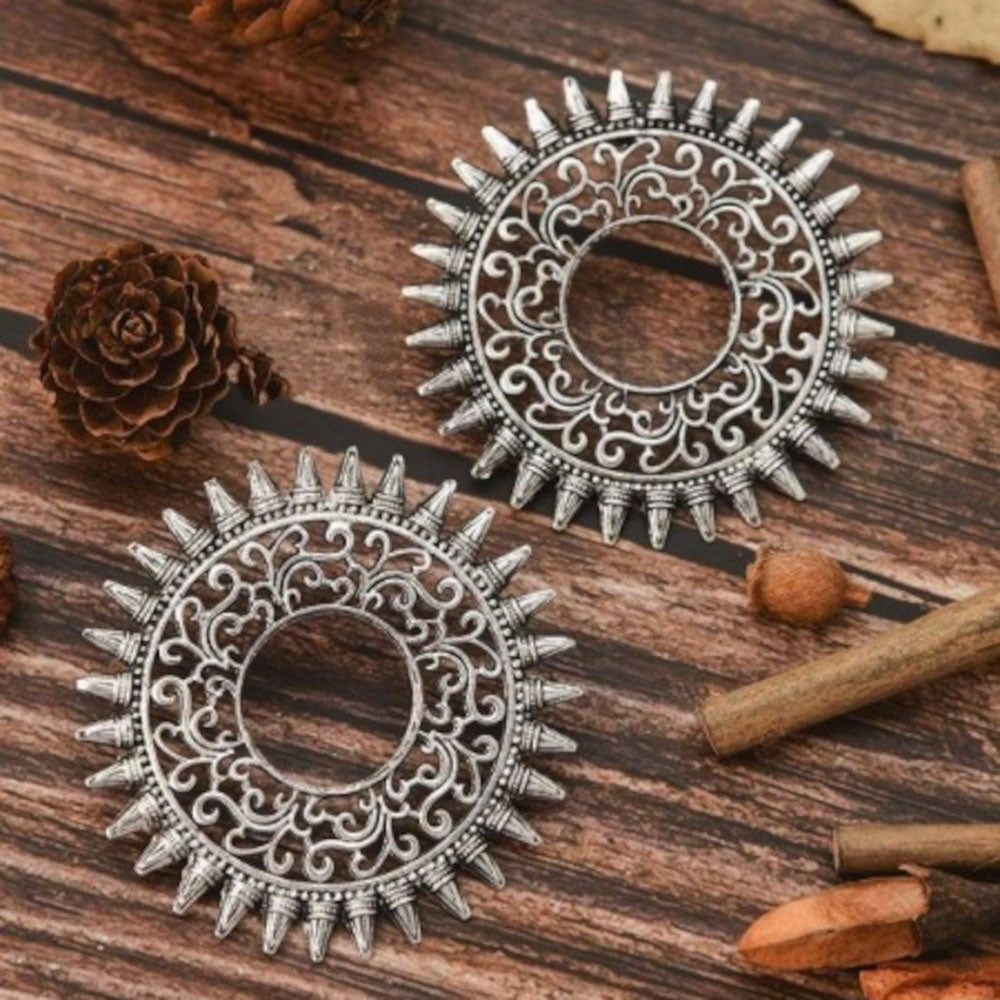 Bevy Pearls Vintage Style Oxidised Stud Earrings (Pack of 3)