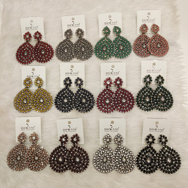 Dhwani Silver Plated Dangler Earrings (Assorted Color)