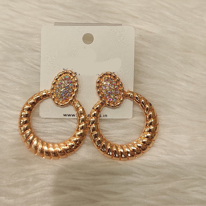 Dhwani Rose Gold Plated Austrian Stone Dangler Earrings (Assorted Color)
