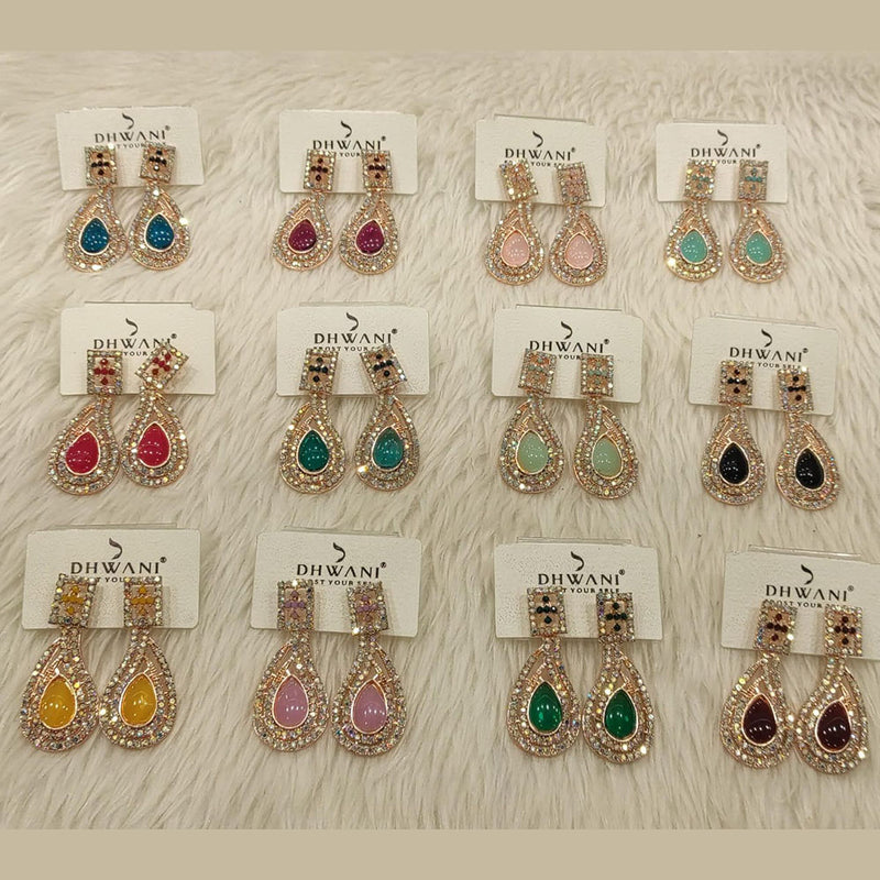 Dhwani Gold Plated Austrian Stone Dangler Earrings (Assorted Color)