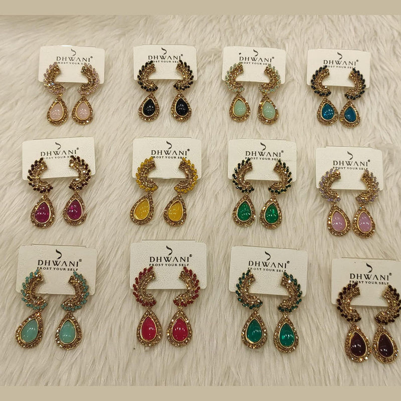 Dhwani Gold Plated Austrian Stone Dangler Earrings (Assorted Color)