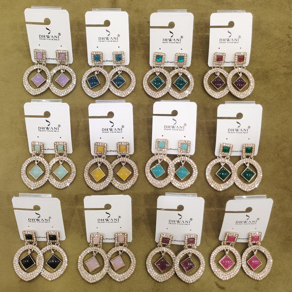 Dhwani Royal Kundan And Austrian Statement Pack of 12 Dangler Earrings