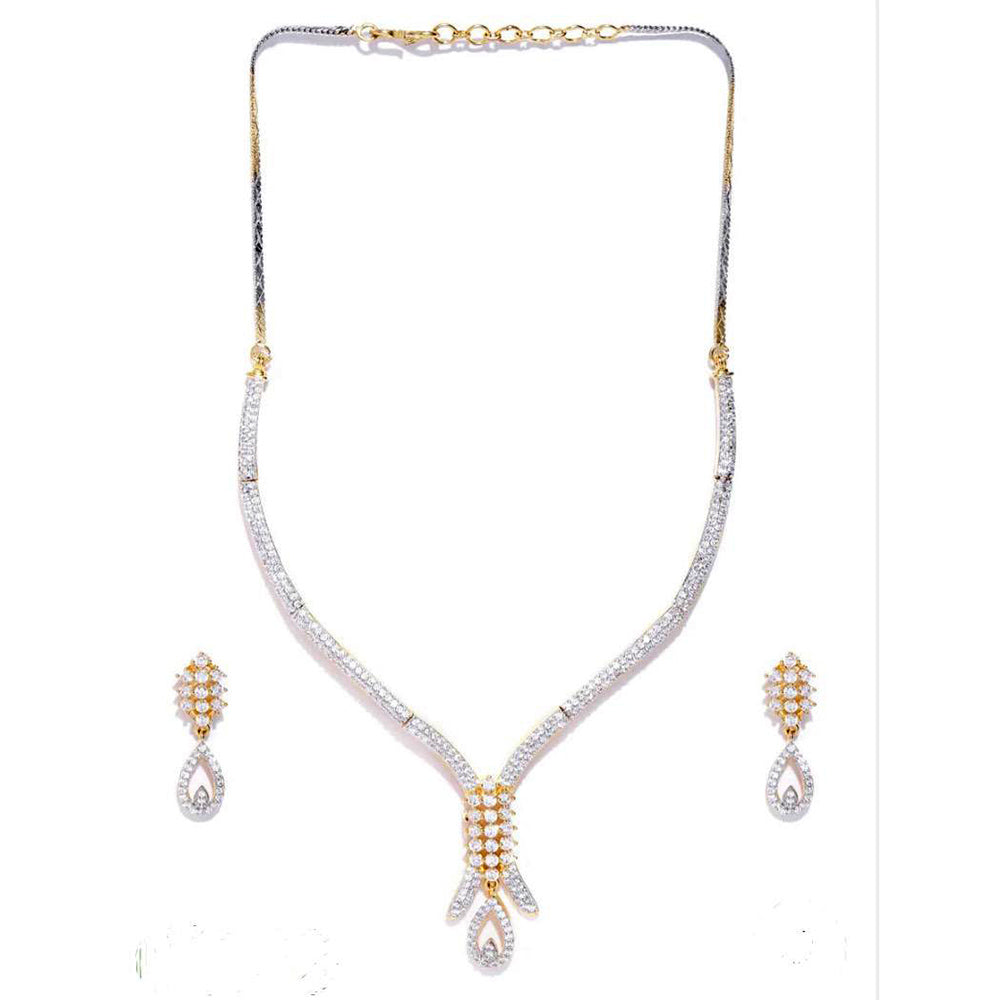 Sian 2 Tone Plated American Diamond Necklace Set