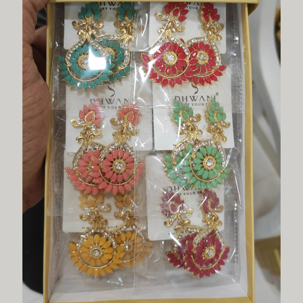 Dhwani Gold Plated Austrian Stone Dangler Earrings (Assorted Color)