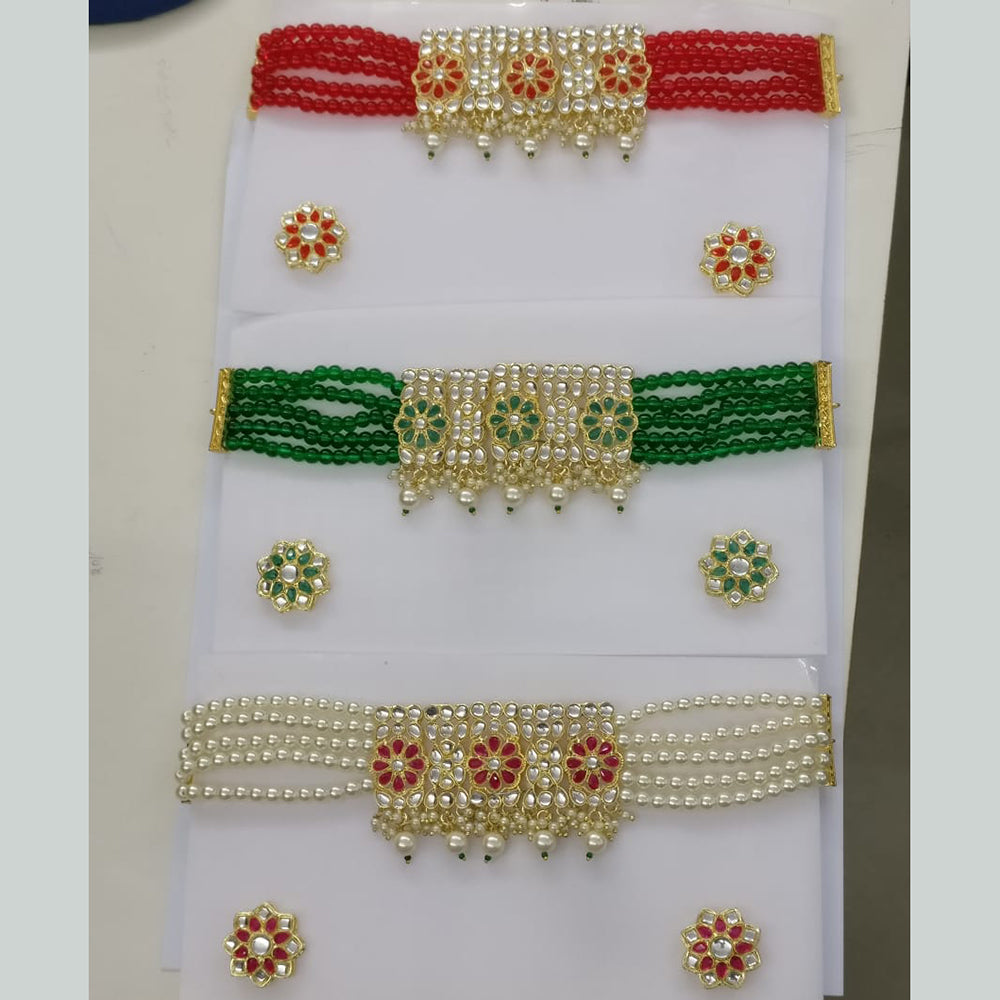 Midas Touch Traditional Choker Set Adorned with Kundan and Beads