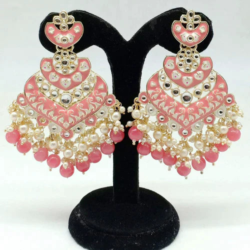 Darshana Jewels Kundan And Meenakari Dangler Earrings