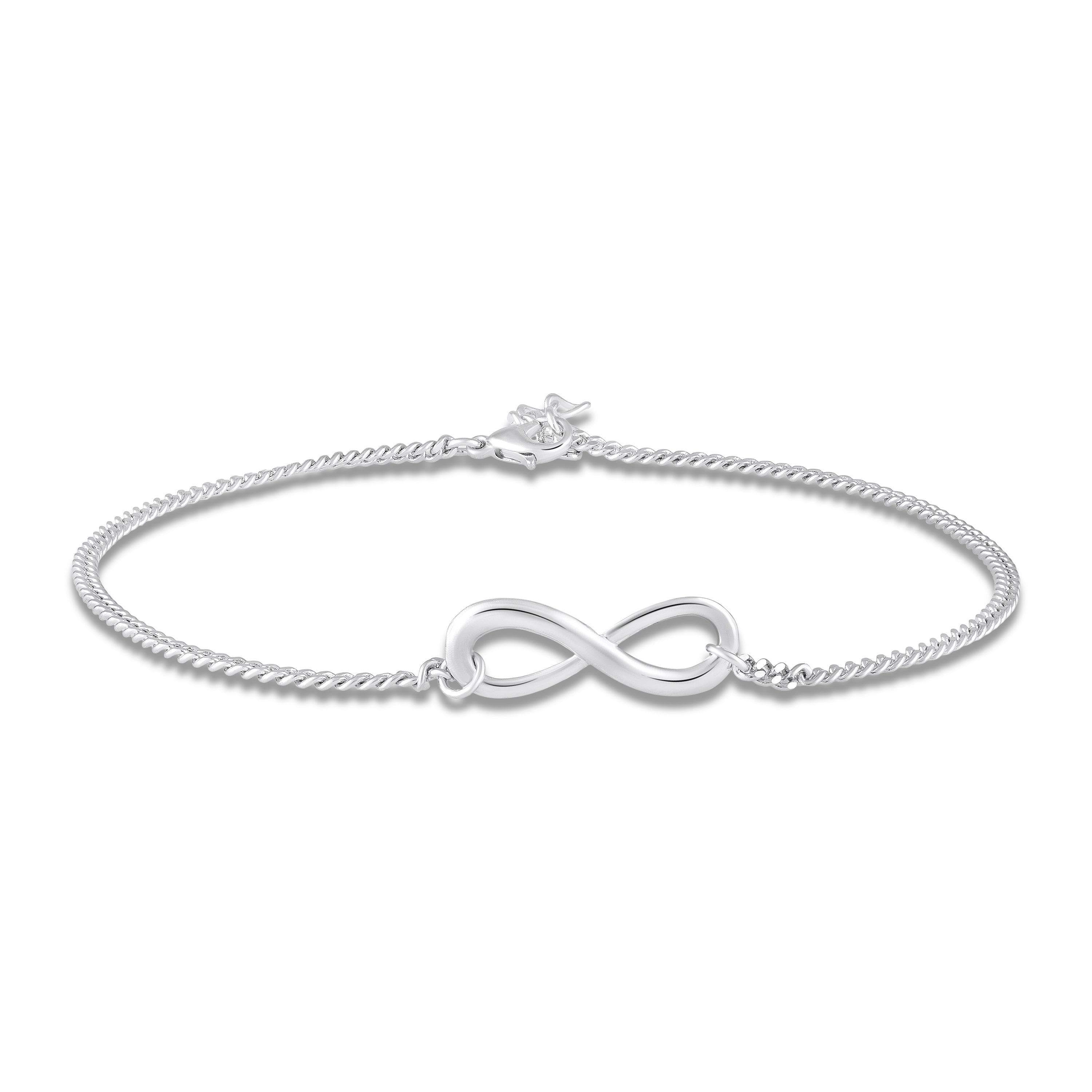 Mahi Silver-Tone Infinity Payal Anklet for Women | Minimal Chain Anklet with Lobster Clasp Adjustable Size (PL1100141R)