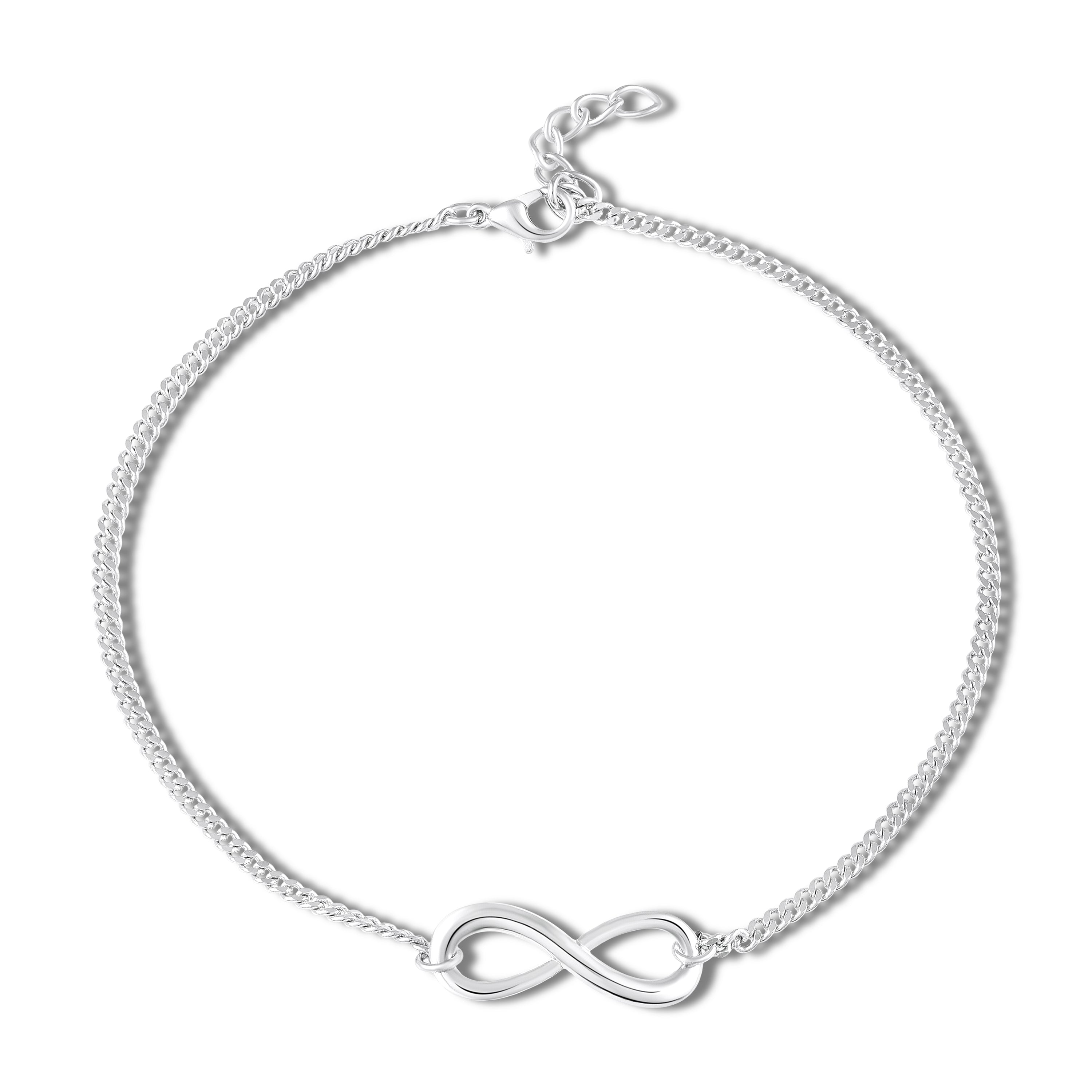 Mahi Silver-Tone Infinity Payal Anklet for Women | Minimal Chain Anklet with Lobster Clasp Adjustable Size (PL1100141R)