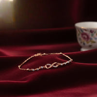 Mahi Rose Gold Plated Adjustable Chain Infinity Payal Anklet with White Shiny Crystals for Women & Girls (PL1100142ZWhi)