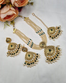 LAFZ  Antique Multi-Strand Pearl Necklace Set with Maangtikka & Earrings - PM1GOLD
