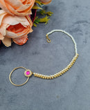 LAFZ  Traditional Stone-Studded Nath Ring with Pearl Support Chain - PMNT2