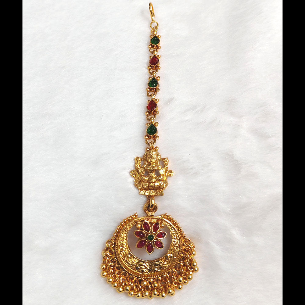 Lalso Lifestyle Elegant Pota Stone And Pearl Maangtikka for Women